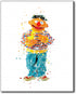 Sesame Street Watercolor Wall Art Prints - Set of 6 Photos Elmo Big Bird Cookie Monster Burt Ernie Oscar the Grouch