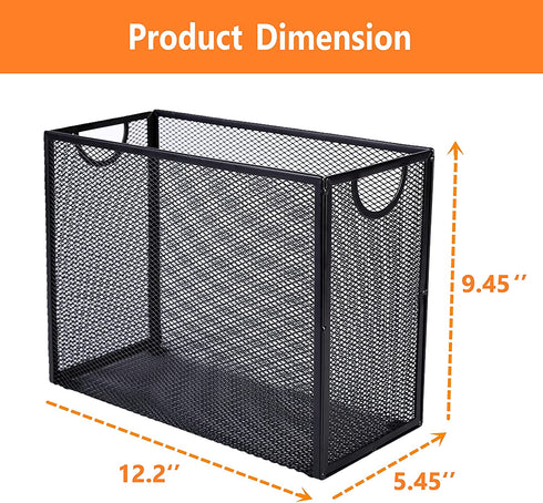 Hanging File Organizer Filing Box - Metal Mesh File Crate Desk Organizer Magazine Holder Book File Letter Storage Box Filling Cabinets for Office Home School, 5 Hanging Folders Included