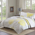 Comfort Spaces Enya 3 Piece Quilt Coverlet Bedspread Ultra Soft Floral Printed Pattern Bedding Set, King, Yellow-Grey,CS14-0062