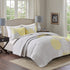 Comfort Spaces Enya 3 Piece Quilt Coverlet Bedspread Ultra Soft Floral Printed Pattern Bedding Set, King, Yellow-Grey,CS14-0062