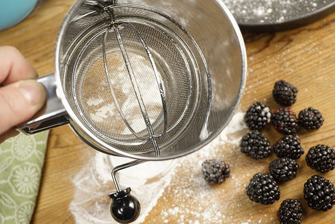 RSVP International Endurance® Stainless Steel Crank Style Flour Sifter, 5 Cup | Sift Flour & Dry Ingredients for Baking | Manual Crank | Dishwasher Safe,Silver