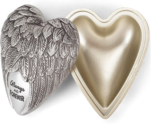 DEMDACO Always and Forever Silver Tone 4 x 3 Resin Stone Art Heart Keeper Figurine