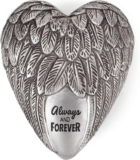 DEMDACO Always and Forever Silver Tone 4 x 3 Resin Stone Art Heart Keeper Figurine