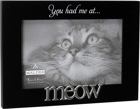 Malden International Designs 4964-46 Expressions You Had Me at Meow Black Wood Picture Frame, 4x6, Black
