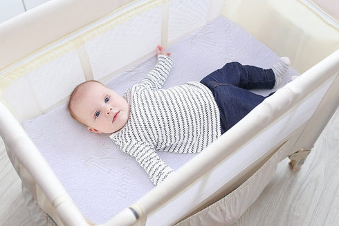 Pack N Play Mattress Protector Waterproof | Mini Crib Mattress Protector | Pack N Play Mattress Pad Cover | Playard Mattress Cover Portable Trifold Foldable | Crib Liner Mini Protector by iLuvBamboo