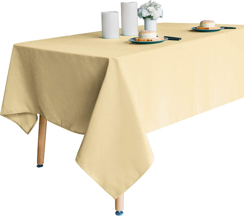 Obstal 210GSM Rectangle Table Cloth, Water Resistance Microfiber Tablecloth, Decorative Fabric Table Cover for Outdoor and Indoor Use (Champagne, 60 x 120 Inch)