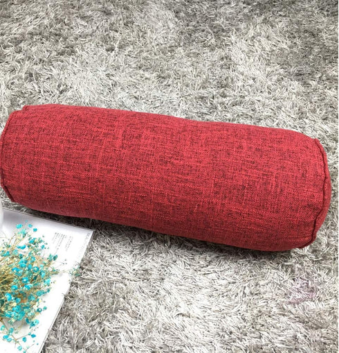 Round Neck Pillow Roll Cervical Support Pillows Neck Pain Relief Cylinder Bolster Pillows with Removable Washable Cover for Sleeping, Chair, Car, Sofa (1, Red)
