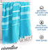 Turkish Beach Towel 37 x 70 Inches - 100% Cotton - Soft, and Quick-Dry - Oversized Turkish Towel for Beach, Bathroom, Travel, Gym, Aqua Turquoise