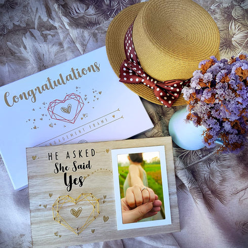 He Asked, She Said Yes Engagement Picture Frame , Engagement Gift For Couples Unique , Engaged Gifts For Her , Gifts For Newly Engaged Friend , Bride To Be Gifts For Her , Engagement Gifts For Women