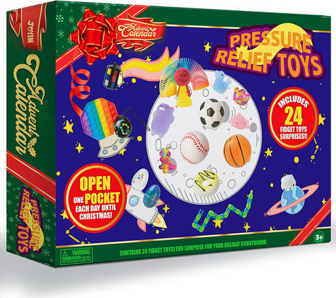 JOYIN 2021 Christmas Advent Calendar Pop-On-It Advent Calendar Pop Bubble Fidget Toy Assorted Toy with Puzzle Slime Squishy Stress Relief Toy Christmas 24 Days Countdown Calendar