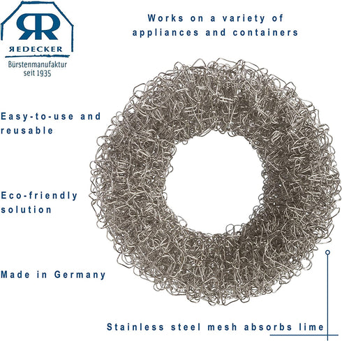 REDECKER Stainless Steel Lime Catcher Kessy, Environmentally Friendly Lime Scale Remover, 1-3/4 inches, Made in Germany