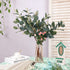 Eucalyptus Leaves Green Branches 5 Pcs Faux Stems Greenery Artificial Eucalyptus Plants Home Decor Long Oval Eucalyptus with Little Berry for Floral Arrangement Vase Bouquet Decor - Gray