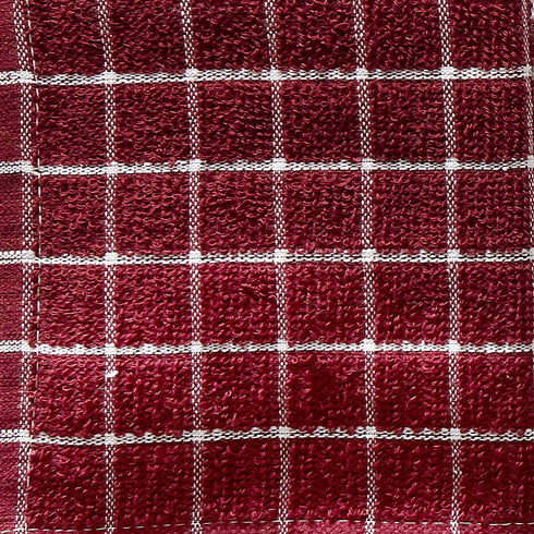 DII Basic Terry Collection Windowpane Dishcloth Set, 12x12, Wine, 6 Piece