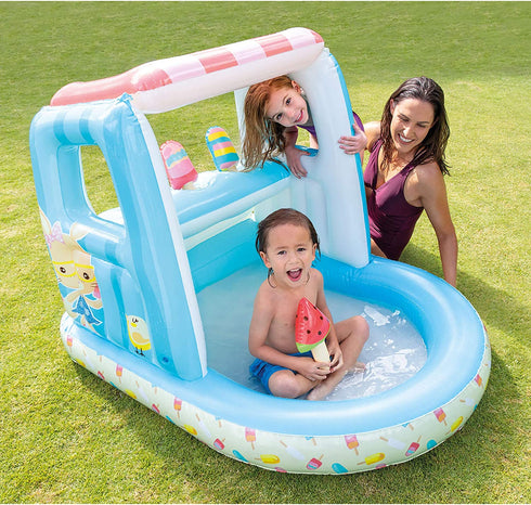 Intex Ice Cream Stand Inflatable Playhouse and Pool, for Ages 2-6, Multi, Model Number: 48672EP