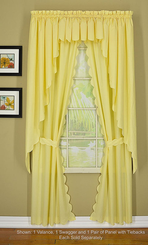 Today's Curtain Orleans 12" Valance Tambour Scallop Edge Curtain, Buttercup, 60 in x (W x L)