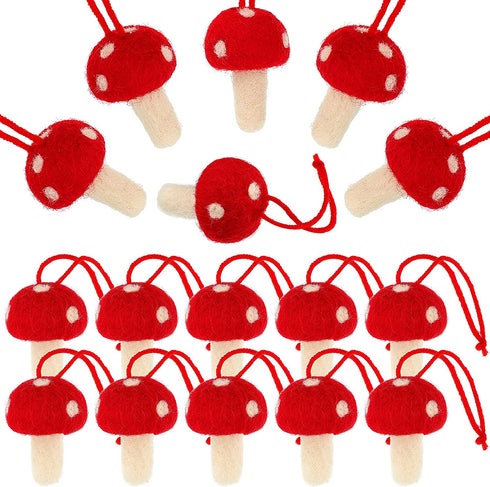 Felt Mushroom Christmas Mushroom Decorations Xmas Hanging Ornament Christmas Tree Ornament Decorations for Christmas Wedding Holiday Daily Life (24 Pieces)