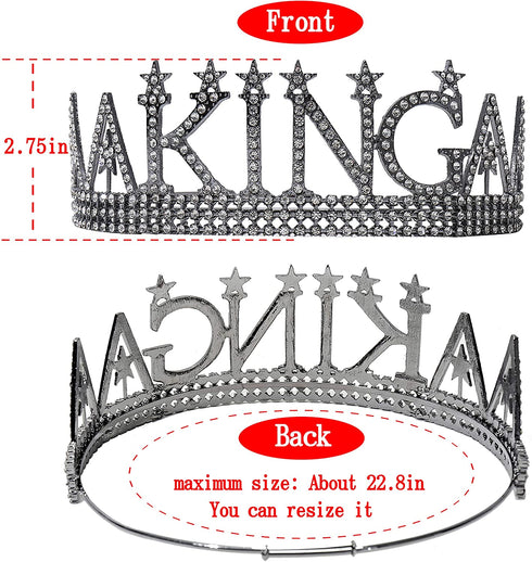 Birthday King sash and King's Crown, Birthday Gifts for Men's Birthday Party Decoration ?Black?