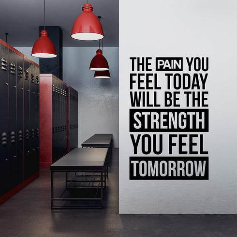 My Vinyl Story | The Pain You Feel Today Will Be The Strength You Feel Tomorrow | Motivational Large Gym Wall Decal Quote for Home Gym Workout Motivational Wall Art Fitness Decor Vinyl Removable Sticker