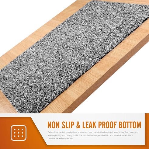 Delxo 24 x 36 Grey Door Mat, Absorbs Mud & Water Entryway Rug, No Odor Anti-Slip Rubber Back Low-Profile Welcome Front Door Mat Indoor, Large Cotton Shoe Scraper Pet Mat Machine Washable
