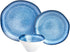Amazon Basics 12-Piece Melamine Dinnerware Set - Service for 4, Blue Glaze with Rustic Edge