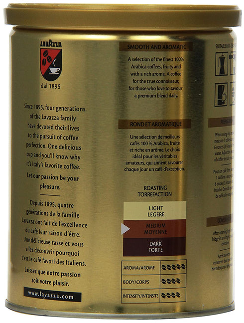 Lavazza Qualita Oro Ground Coffee, 8oz Cans (Pack Of 2)