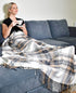 Plaid Throw Blanket 50 x 60 Inch Decorative Classic Blanket Comfortable and Ultra-Soft Ideal for Living Room, Couch, Travelling (50"x60", Ivory Multi)