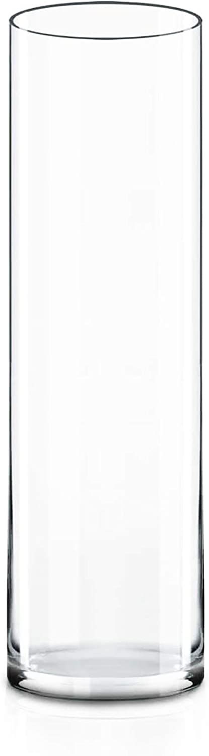 CYS Excel Clear Glass Cylinder Vase (H:16" D:4") | Multiple Size Choices Glass Flower Vase Centerpieces | Hurricane Floating Candle Holder Vase