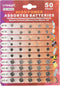 Loopacell High Power Super Alkaline Button Cell Assorted 1.5V Battery AG3/LR41 AG4/LR626 AG5/LR754 AG10/LR1130 AG13/LR44,50 Count (Pack of 1)