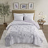 Comfort Spaces Reversible Quilt Set-Vermicelli Stitching Design All Season, Lightweight, Coverlet Bedspread Bedding, Matching Shams, King (104 in x 90 in) Kate, Grey/Purple 3 Piece