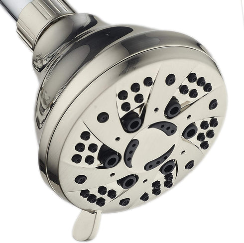 AquaDance Brushed Nickel High Pressure 6-Setting Spiral Shower Head Angle Adjustable, Anti-Clog Showerhead Jets, Tool-Free Installation-USA Standard Certified-Top U.S. Brand