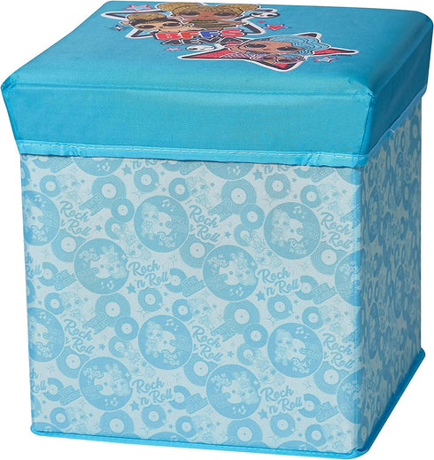 Idea Nuova LOL Surprise 3 Piece Collapsible Storage Set with Collapsible Ottoman, Bin and Figural Dome Pop Up Hamper, Aqua