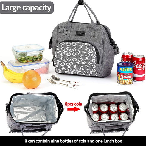 AmHoo Lunch Bag for women Lunch Boxes Insulated Leak-proof Meal Prep Cooler Tote Bag Double YKK Zippers Waterproof Pink