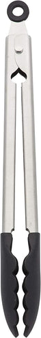 KitchenAid Silicone Tipped Stainless Steel Tongs, 10.26 Inch, Black