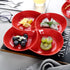 Christmas Dinner Serving Dish 8.5 inch Modern Set Of 2 Decorative Ceramic Appetizer 4 -Compartment Serving Platter Tray - Dessert Serving Plates, Red