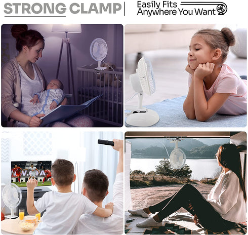 Ram-Pro Personal Clip on Fan Cooling Portable Mini Desk Fan with Two Quiet Speeds Perfect for Home, Baby Strollers, Office Table Tops