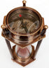 5" DECORATIVE BRASS SAND TIMER HOURGLASS WITH ANTIQUE MARITIME BRASS COMPASS