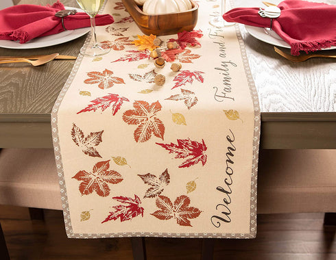 DII Fall Basics Collection Tabletop, Reversible Table Runner, 14x72, Gather Together Print