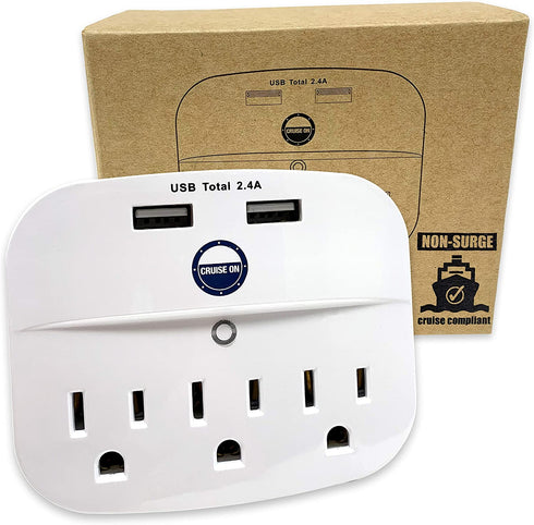 Cruise Power Strip No Surge Protector with USB Outlets - Ship Approved (Non Surge Protection) Cruise Essentials
