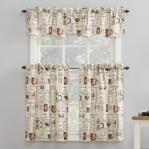 No. 918 Bristol Coffee Shop Semi-Sheer Rod Pocket Kitchen Curtain Valance, 54 in x 14, Ivory Off-White