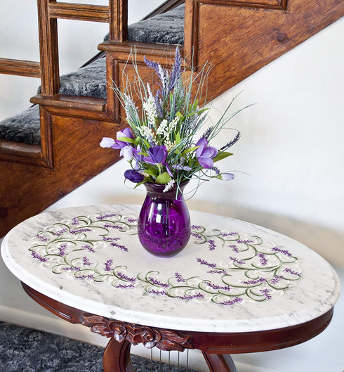 Linens, Art and Things Embroidered Purple Embroidered Lavender Lilac Table Runner 14 X 28 Inch