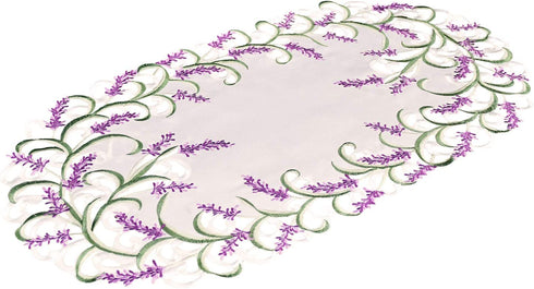 Linens, Art and Things Embroidered Purple Embroidered Lavender Lilac Table Runner 14 X 28 Inch