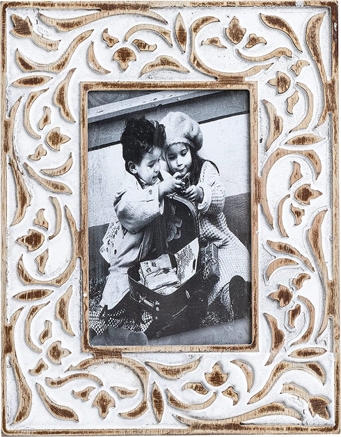 Rites 4x6 Picture Photo Frame Rustic Solid Wood For Desktop Display, Distressed Design, Mother feets 4 inches x6 inches