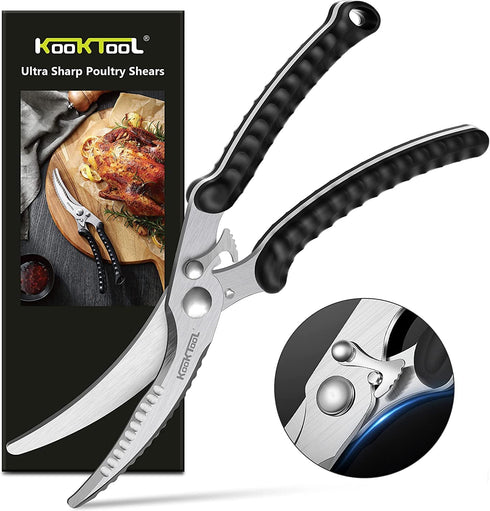 Kitchen Scissors, KOOKTOOL Kitchen Shears Heavy Duty Poultry Shears, Dishwasher Safe Meat Scissors, Kitchen Shears for Chicken, Bone, Poultry, Vegetable, Fish