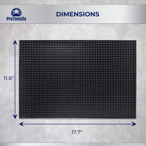 Bar Mat by ProTensils, 18" x 12", Quality Rubber Barber Service Mat, Black Coffee Bar Mats, Spill Mat for Counter-Top (2 Pieces)