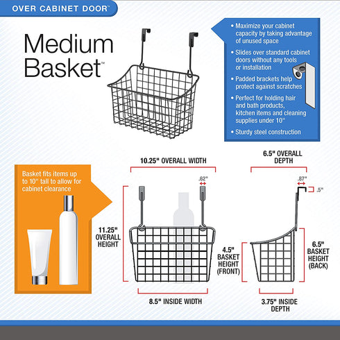 Spectrum Diversified Satin Nickel Grid Storage Basket, Medium
