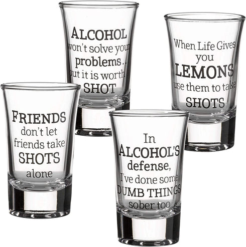Lillian Rose Party Shot Glasses Set of 4, 1.5oz, Clear