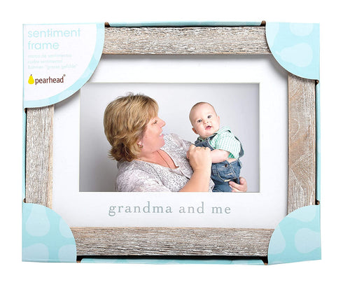 Pearhead Grandma & Me Keepsake Rustic Picture Frame, New Grandpa Gifts from Baby, Distressed