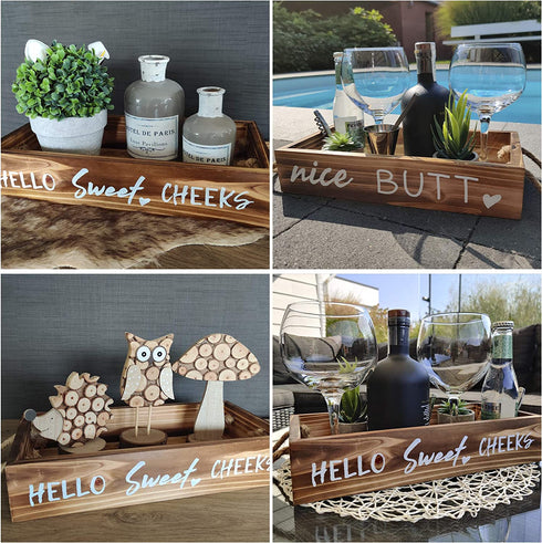 Nice Butt Bathroom Decor Box & Artificial Plants (Bundle): 2 Funny Sayings, Hello Sweet Cheeks Bathroom Box, Bathroom Organizer, Toilet Paper Holder, Farmhouse Decor, 2 Plants Included, Brown