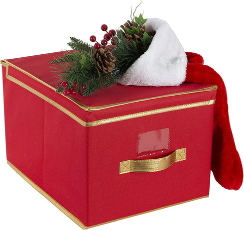 Simplify, Garage and Attic Collapsible Holiday Jumbo Box, Good for Seasonal Storage Christmas, Easter, Fourth of July, Fall & Spring, Red