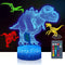 4 PCS 3D Dinosaur Night Light, 3D Dinosaur Lamp, 16 Color Changing Night Lights, Remote Control Animal Toys Night Light, Bedroom Home for Boys Girls and Kids Birthday Xmas Gift BLUELAMP 8503